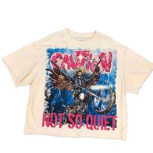 First Row Men's L Skeleton Distressed Rhinestone Short Sleeve T-Shirt Streetwear